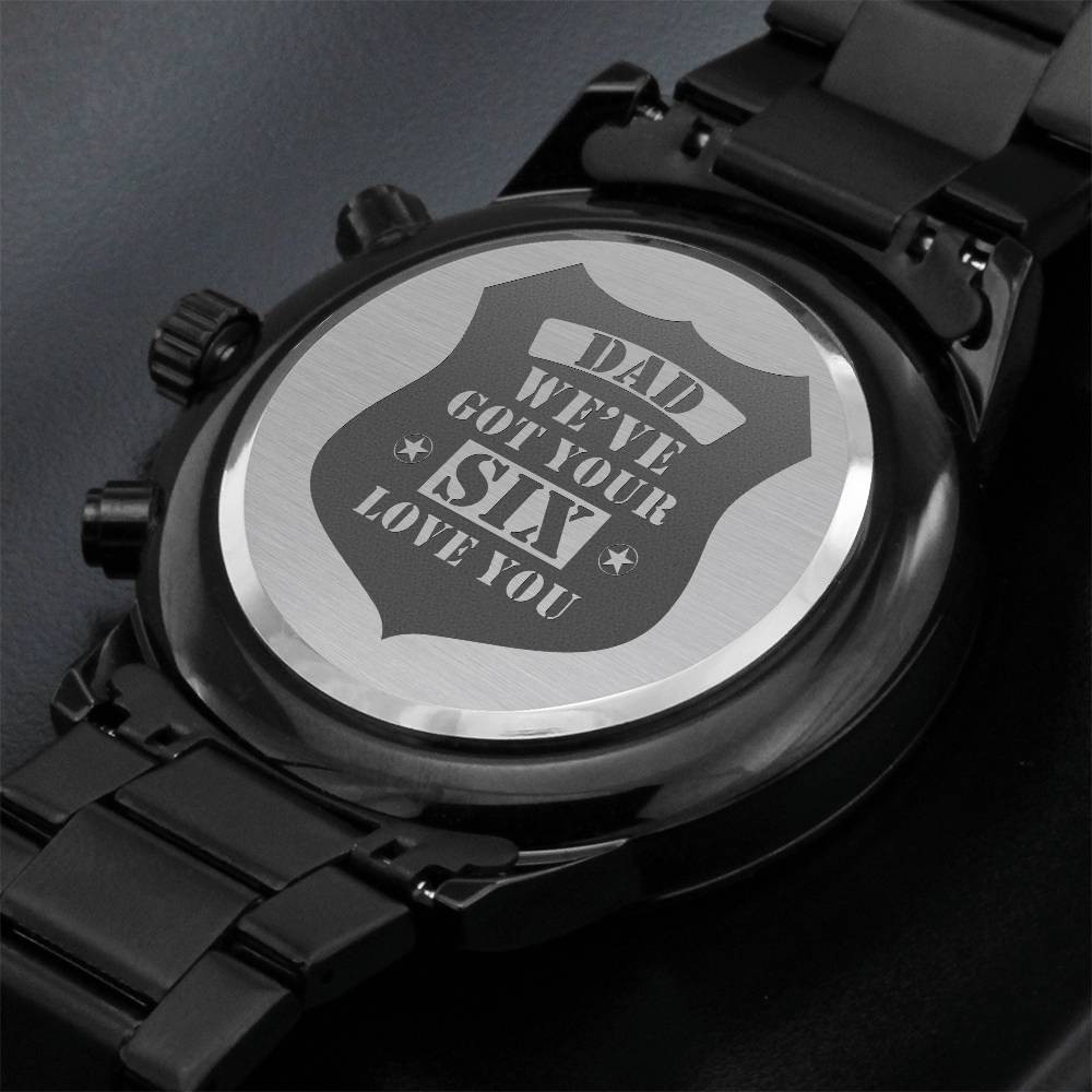 Engraved Watch We've Got Your Six (Charcoal Black) – Men's Watch