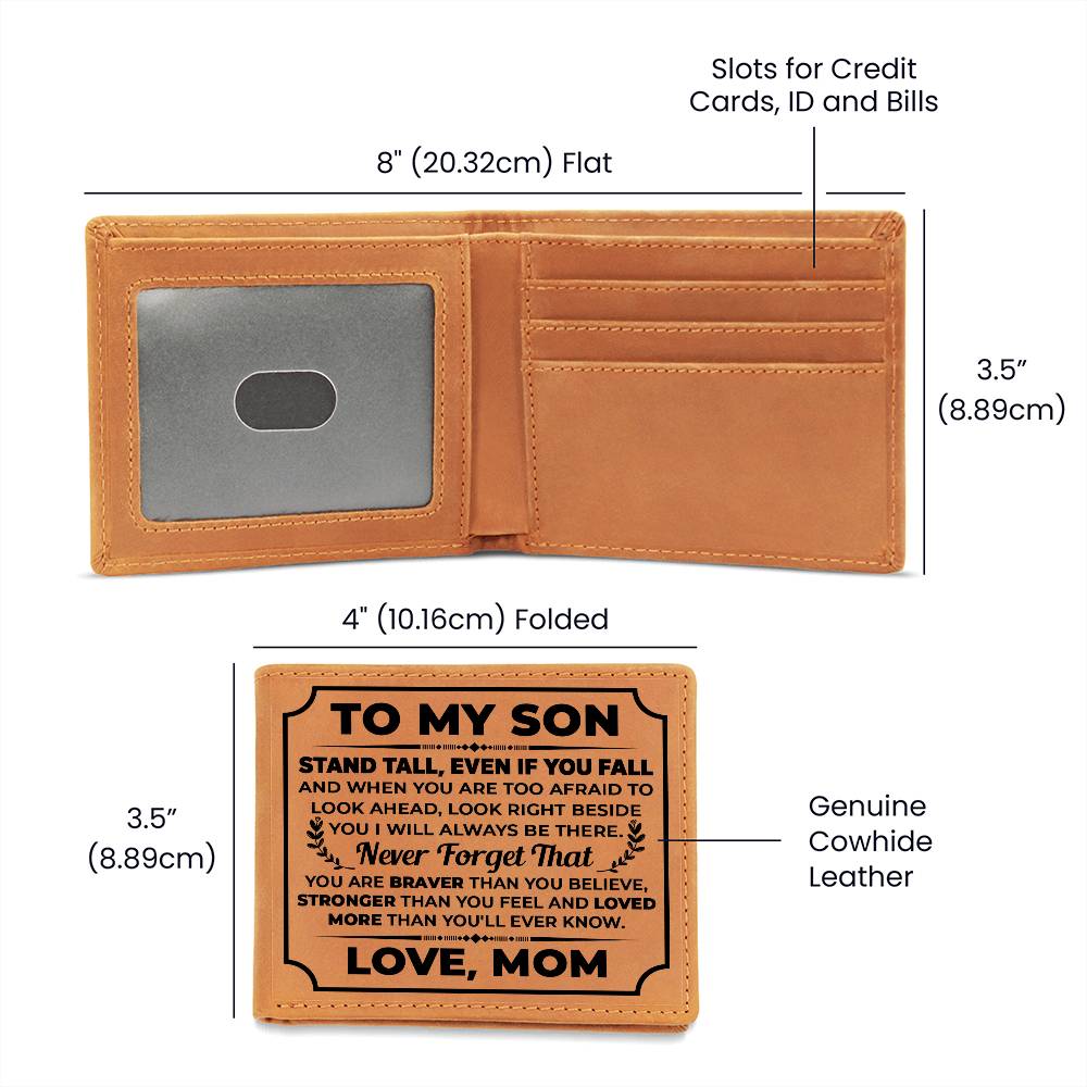 To My Son Stand Tall (Black) – Leather Wallet
