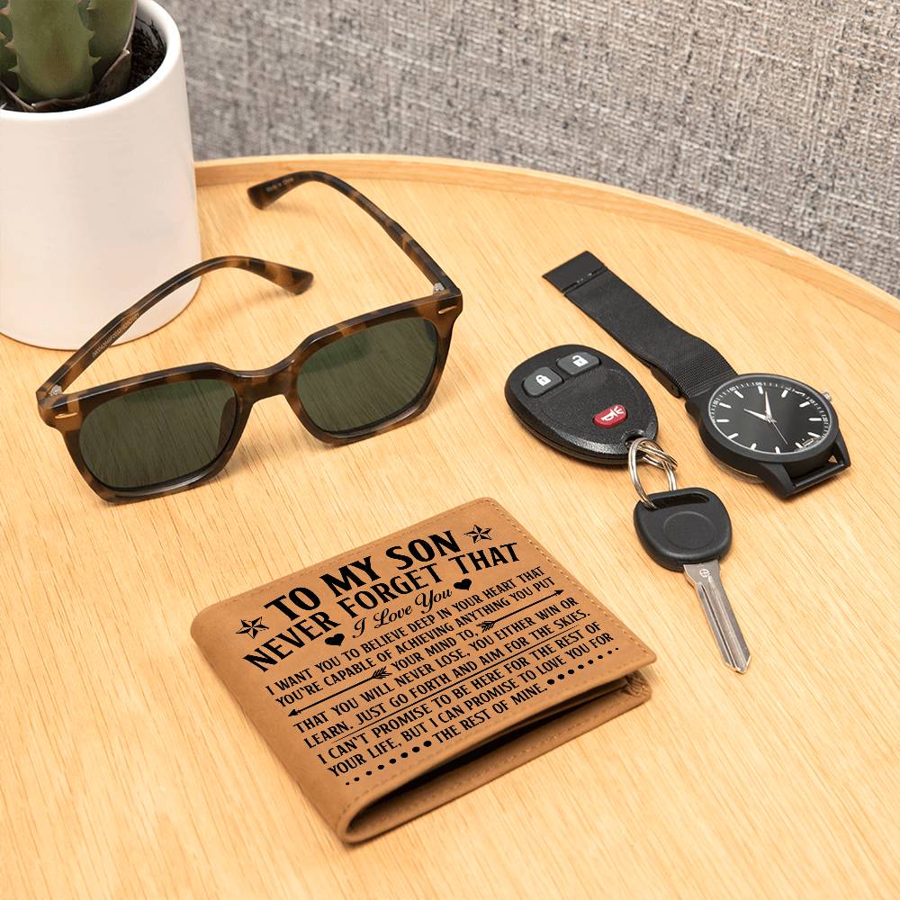 To My Son Skies (Black) – Leather Wallet
