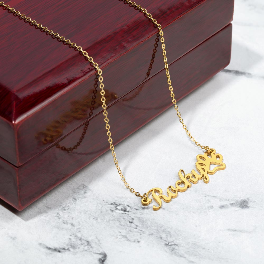 Classic Paw Print Name Necklace