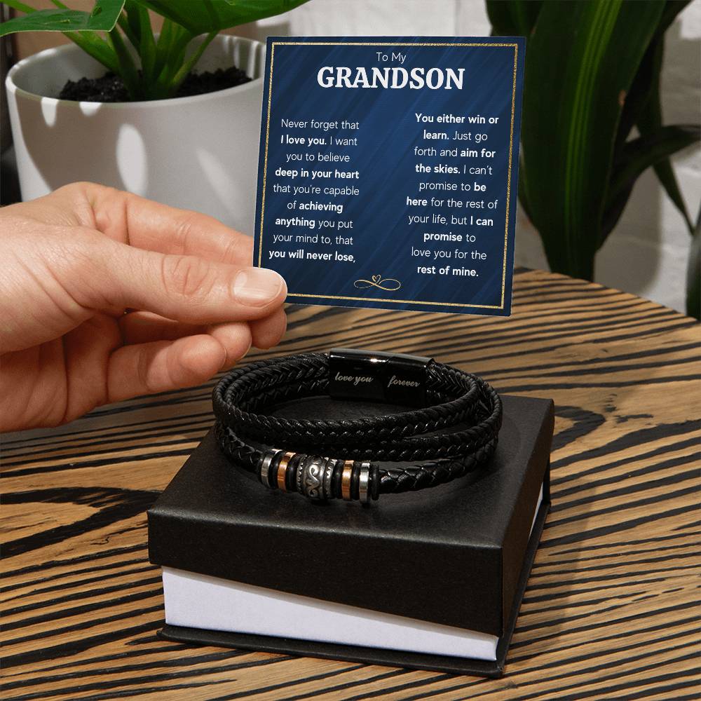 Never Forget Love You Forever (To My Grandson) – Bracelet