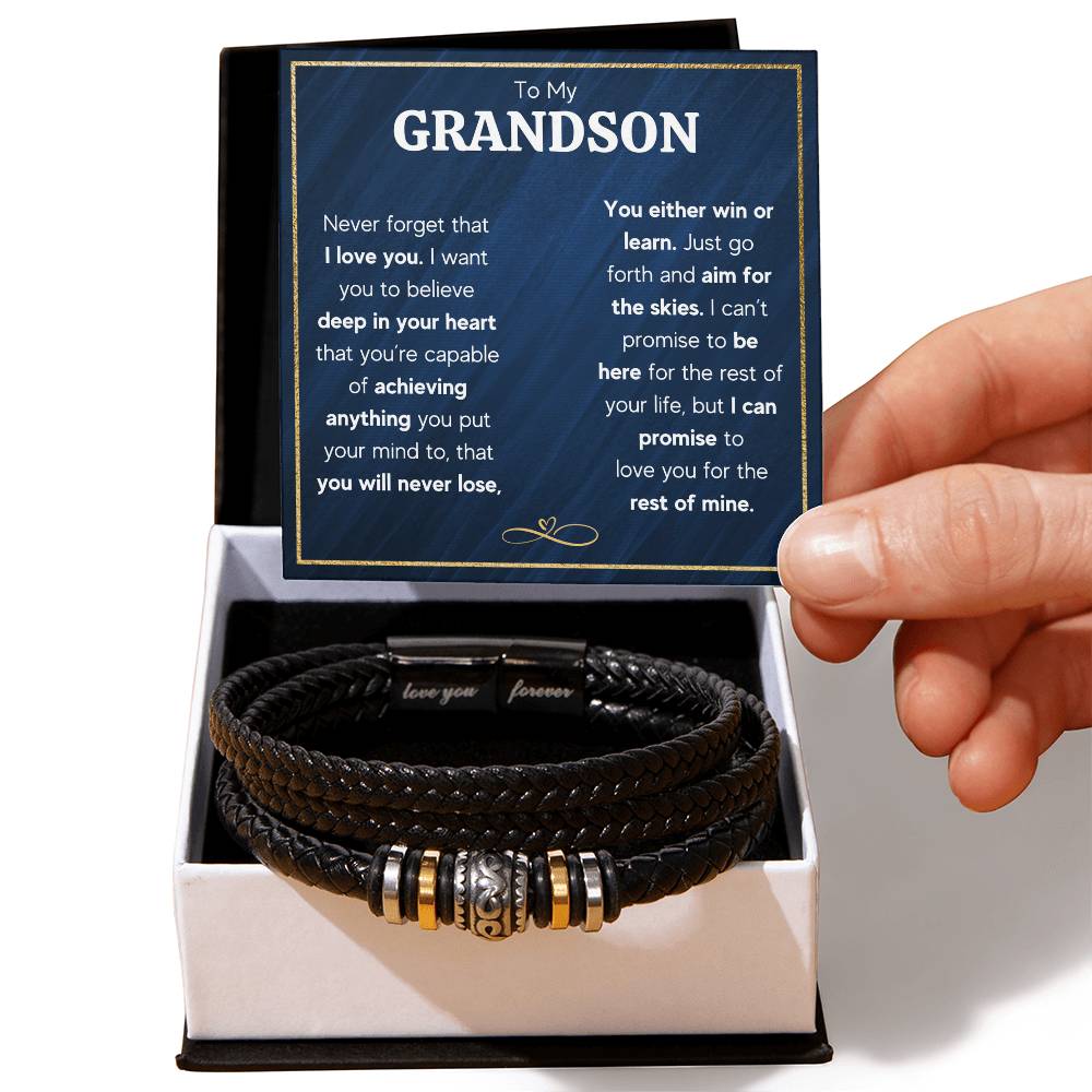Never Forget Love You Forever (To My Grandson) – Bracelet