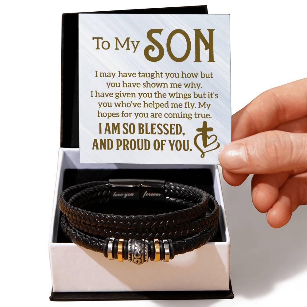 To My Son - Mens Leather Bracelet