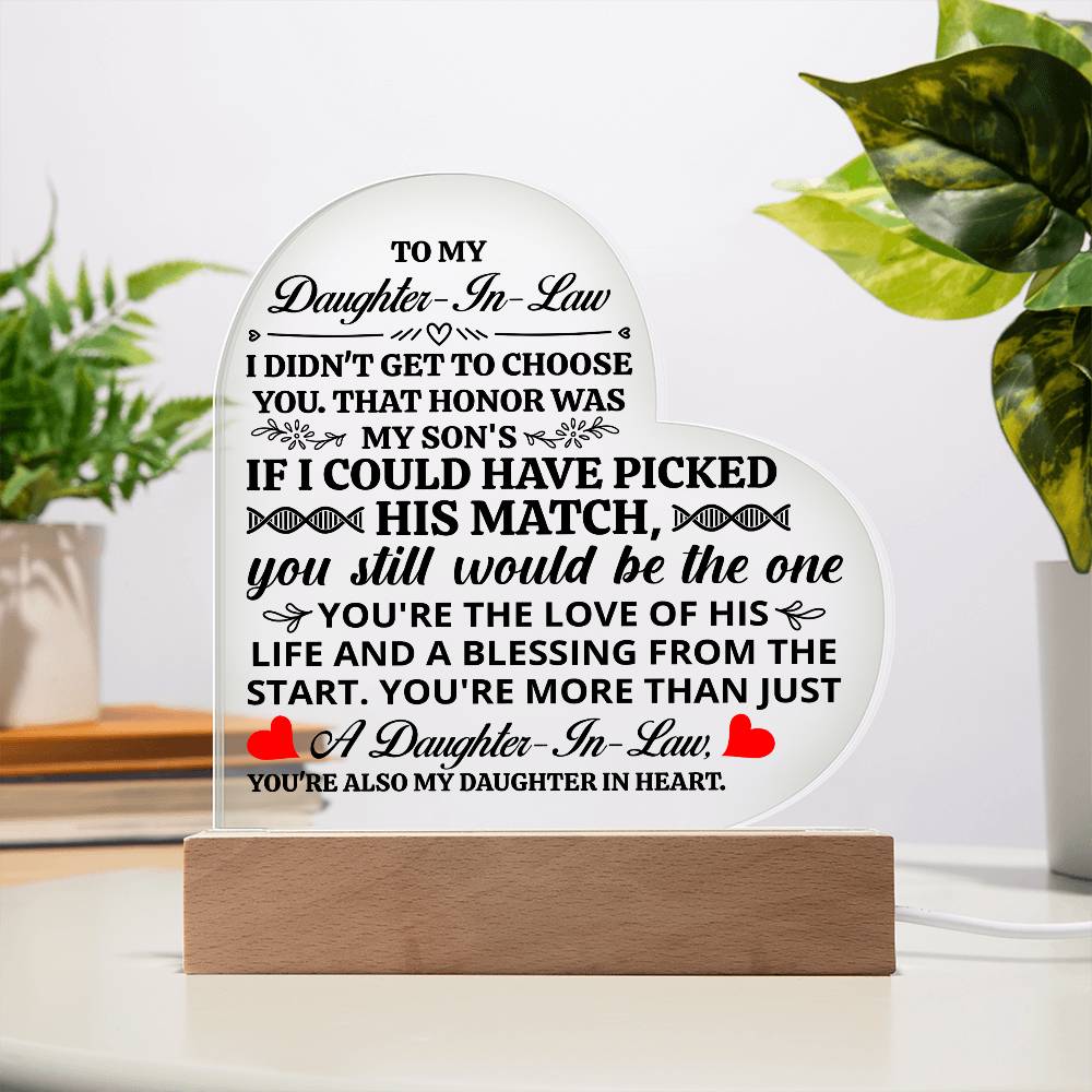 To My Daughter-in-Law Honor – Acrylic Heart Plaque