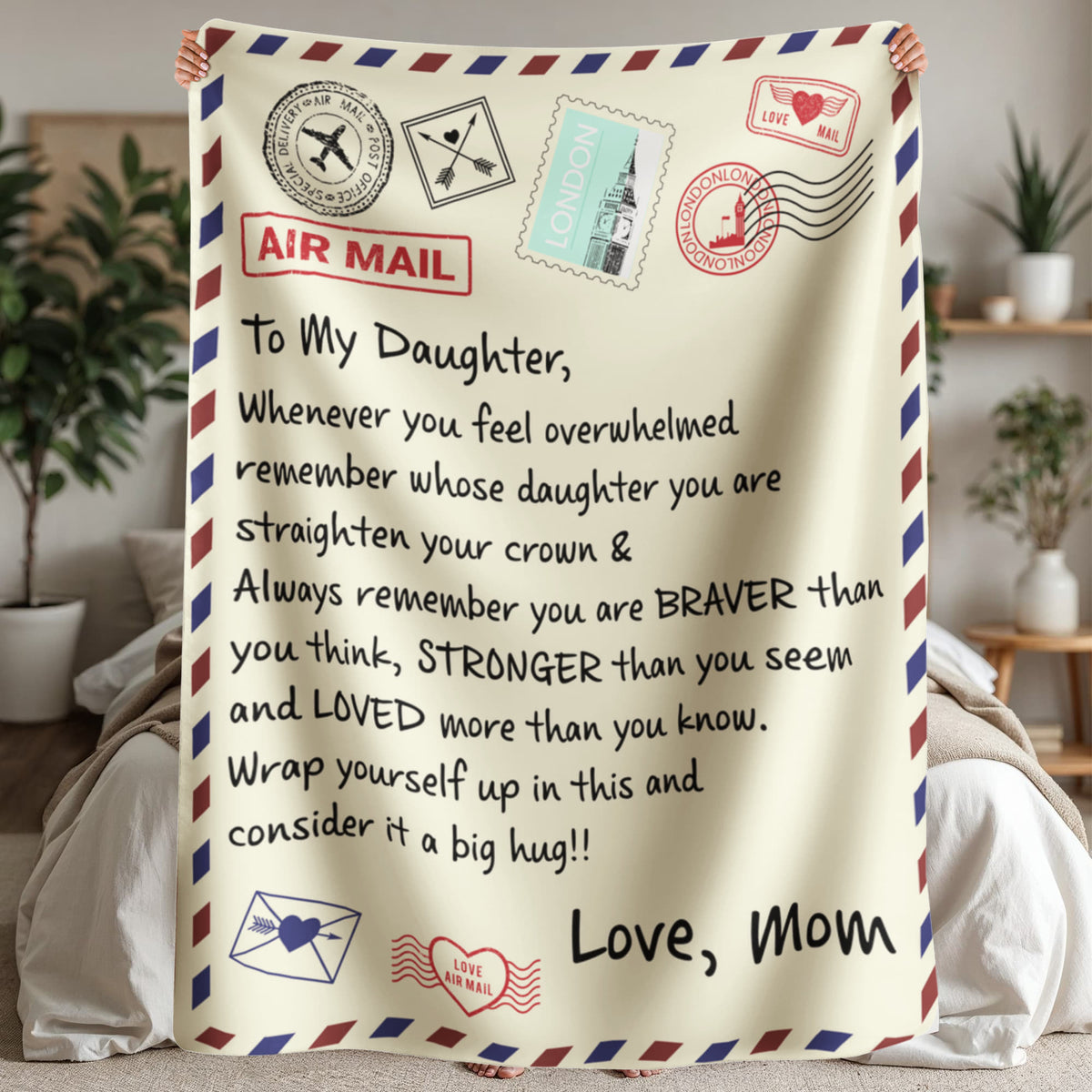 To My Daughter Braver I Love You (From Mom) – Sherpa Fleece Blanket