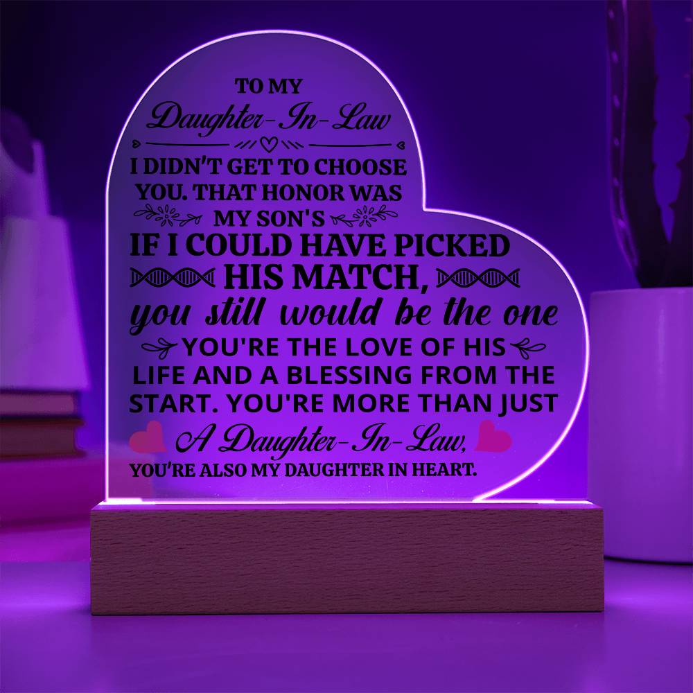 To My Daughter-in-Law Honor – Acrylic Heart Plaque