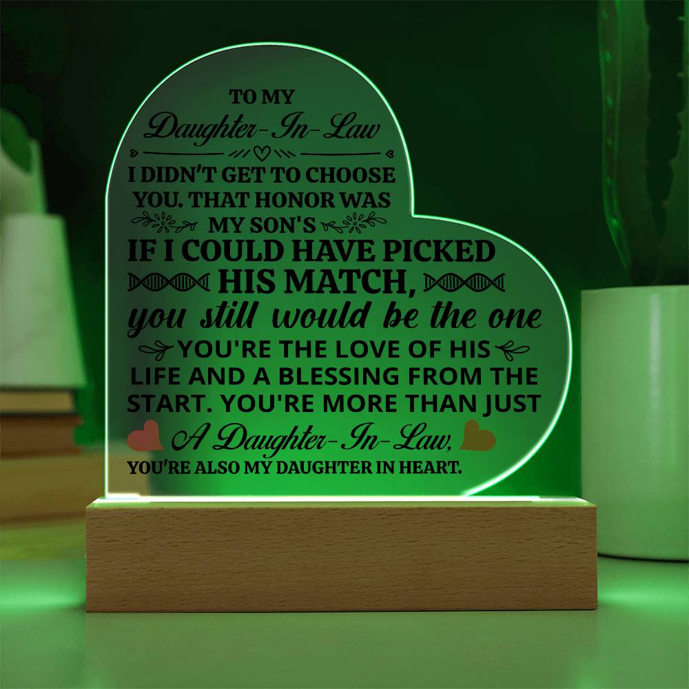 To My Daughter-in-Law Honor – Acrylic Heart Plaque