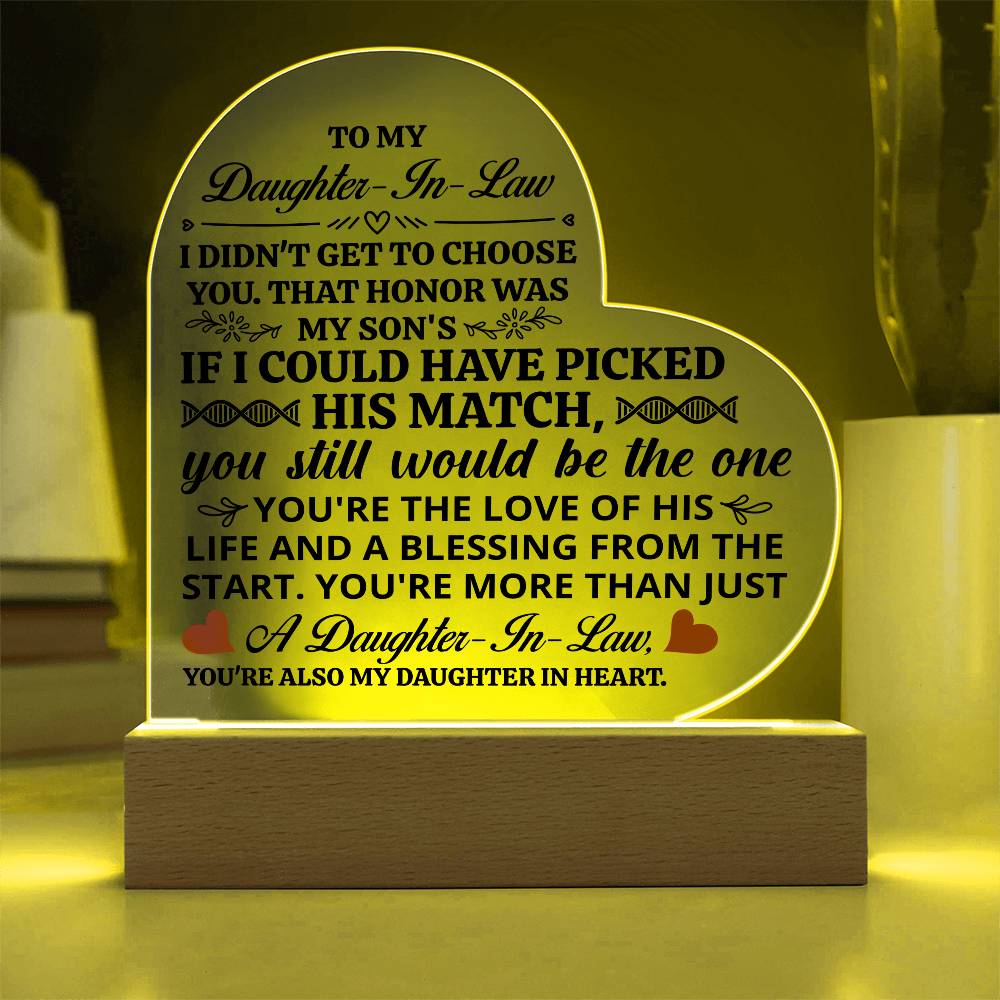 To My Daughter-in-Law Honor – Acrylic Heart Plaque